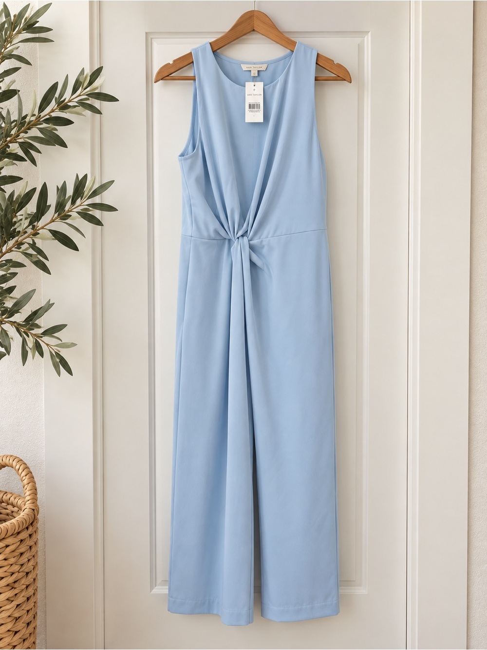 Ann Taylor Light Blue Twist Front Midi Dress Size 8 NWT